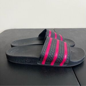 Adidas men’s slides sandals in black and pink size 12